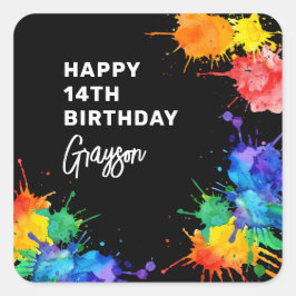 Paintballing Birthday Party スクエアシール