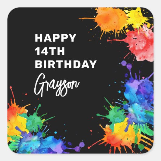 Paintballing Birthday Party スクエアシール (正面)