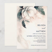 Painted 3D Faux Relief Flower 招待状 (正面/裏面)