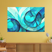 Painted abstract art in Blue  キャンバスプリント (インサイチュ (リビング))