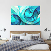 Painted abstract art in Blue  キャンバスプリント (インサイチュ (寝室))