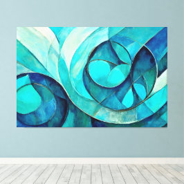 Painted abstract art in Blue  キャンバスプリント