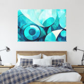 Painted abstract art in Blue 02 キャンバスプリント (インサイチュ (寝室))