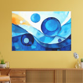 Painted abstract art in Blue 03 キャンバスプリント (インサイチュ (リビング))
