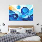 Painted abstract art in Blue 03 キャンバスプリント (インサイチュ (寝室))