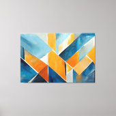 Painted abstract art in Blue orange  キャンバスプリント (正面)