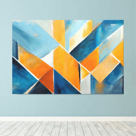 Painted abstract art in Blue orange  キャンバスプリント