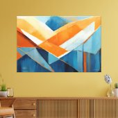 Painted abstract art in Blue orange  キャンバスプリント (インサイチュ (リビング))