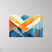 Painted abstract art in Blue orange  キャンバスプリント (正面)