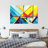 Painted abstract art multicolor キャンバスプリント (インサイチュ (寝室))