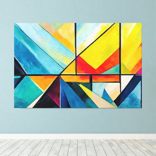 Painted abstract art multicolor キャンバスプリント (インサイチュ (ウッドフロア))