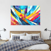 Painted abstract art multicolor キャンバスプリント (インサイチュ (寝室))