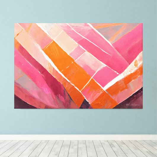Painted abstract art pinks キャンバスプリント (インサイチュ (ウッドフロア))