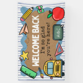 Painted Banner Look Back to School Welcome Sighs 横断幕 (縦)