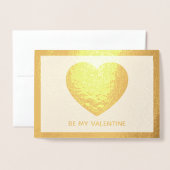 Painted Be My Valentine Gold Heart Add Photo 箔カード (封筒付き正面)