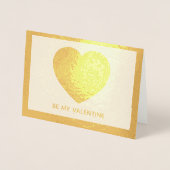 Painted Be My Valentine Gold Heart Add Photo 箔カード (正面)