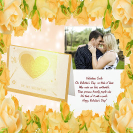 Painted Be My Valentine Gold Heart Add Photo 箔カード