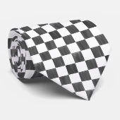 Painted Black and White Check Checkerboard Pattern ネクタイ (ロール)
