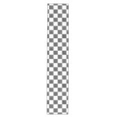 Painted Black and White Check Checkerboard Pattern ミディアムテーブルランナー (正面)