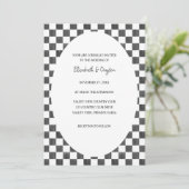 Painted Black and White Check Pattern Wedding 招待状 (スタンド正面)