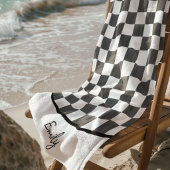 Painted Black Checkerboard Pattern Personalized ビーチタオル