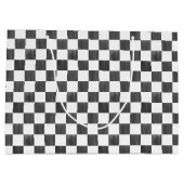 Painted Black Checkerboard Pattern Personalized ラージペーパーバッグ (裏面)