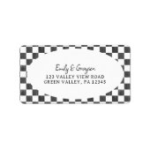 Painted Black Checkerboard Pattern Return Address ラベル (正面)