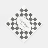 Painted Black Checkerboard Pattern Wedding スタンダードランチョンナプキン (角)