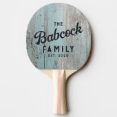 Painted Blue Wood Retro Family Name & Year 卓球ラケット (裏面)