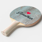 Painted Blue Wood Vintage Heart Signature 卓球ラケット (正面アングル)