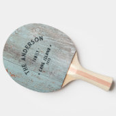 Painted Blue Wood Vintage Seaside Family Name 卓球ラケット (横)