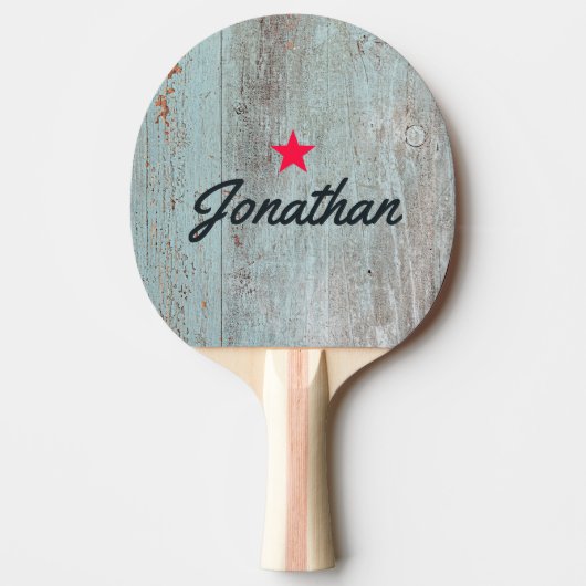 Painted Blue Wood Vintage Star Signature 卓球ラケット (正面)