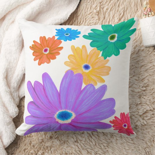 Painted Bold Blooming Flower Design クッション (ブランケット)