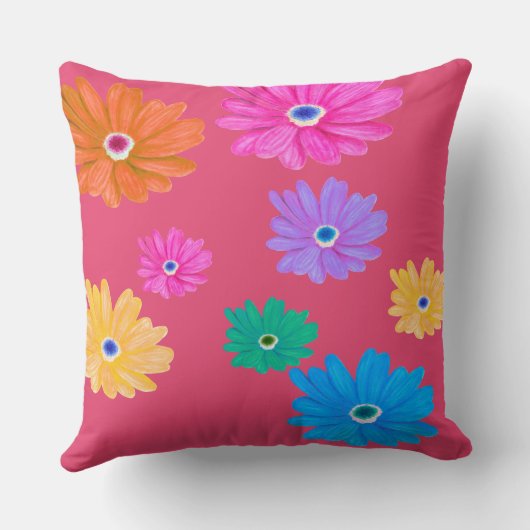 Painted Bold Blooming Flower Design クッション (裏面)