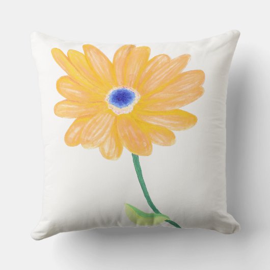 Painted Bold Blooming Yellow Flower  クッション (裏面)