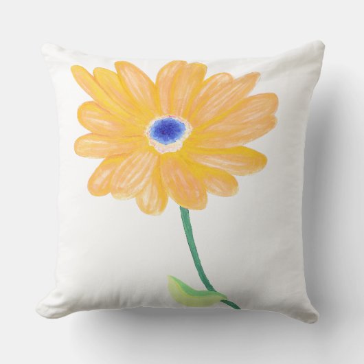 Painted Bold Blooming Yellow Flower  クッション (正面)