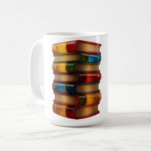 Painted Book - 3D Stack of Colorful Resin Novels コーヒーマグカップ (正面左)