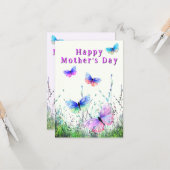 Painted Butterflies Mother's Day Cards カード (正面/裏面インサイチュ)