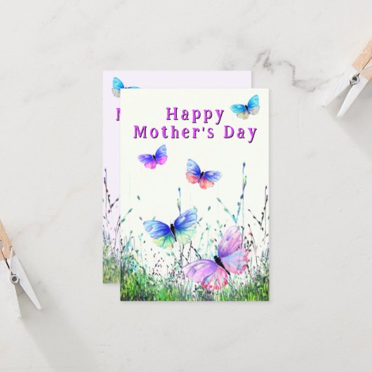 Painted Butterflies Mother's Day Cards カード (正面/裏面インサイチュ)