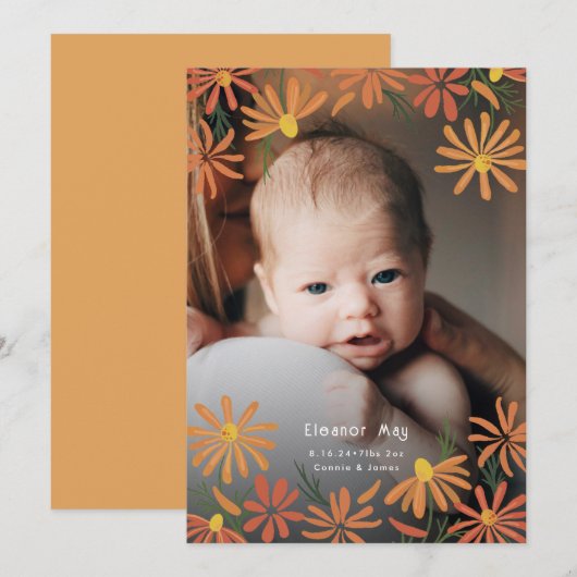 Painted Daisies Photo Birth 案内状 (正面/裏面)