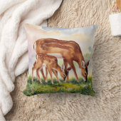 Painted Deer Mom and Baby クッション (ブランケット)