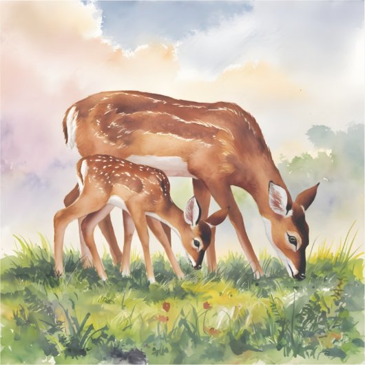 Painted Deer Mom and Baby シール (正面)