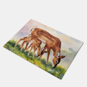Painted Deer Mom and Baby ドアマット (アングル)