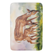 Painted Deer Mom and Baby バスマット (正面縦)