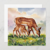 Painted Deer Mom and Baby 招待状 (正面/裏面)