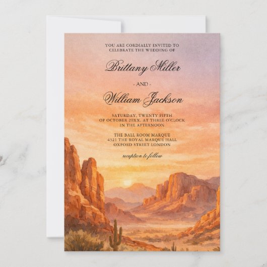 Painted Desert Landscape Wedding Invitation 招待状 (正面)