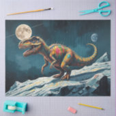 Painted Dinosaur Under Moonlight Pop Surreal  薄葉紙 (クラフト)