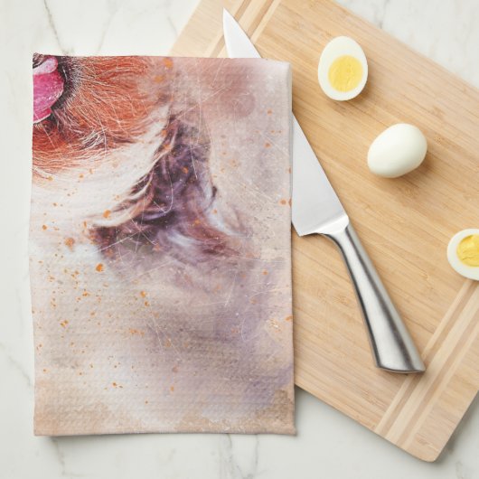 Painted Dog Print キッチンタオル (四つ折り)