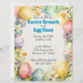 Painted Easter Eggs & Flowers Egg Hunt Invitation (正面)