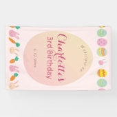 Painted Egg Soft Pink Kids Birthday Welcome Banner 横断幕 (横)